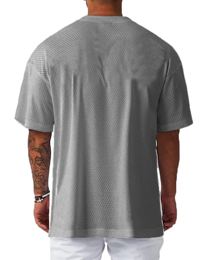 Men's Mesh Breathable "Just Gym" Print Quick-Dry Oversized Loose Fit T-Shirt