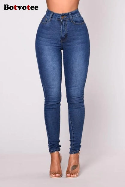 Slim Fit High Waist Denim Jeans for Women - Botvotee Skinny Skinny Jeans for Women