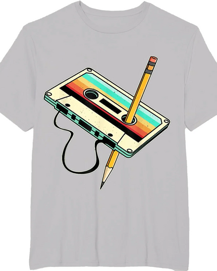 Unisex Retro Cassette Tape Pencil T-Shirt - Various Colors