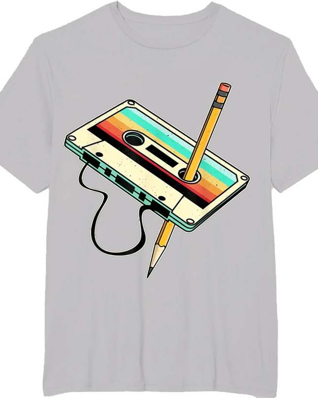 Unisex Retro Cassette Tape Pencil T-Shirt - Various Colors