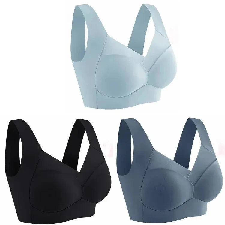 Set of 3 Ice Silk Seamless Sports Bras - Comfortable, Anti-Sagging, No Steel Ring Design