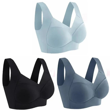 Set of 3 Ice Silk Seamless Sports Bras - Comfortable, Anti-Sagging, No Steel Ring Design