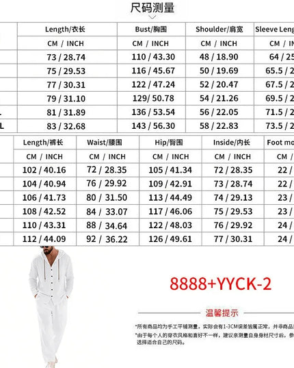 Men's 2-Piece Casual Outfit with Hooded Button-Down Shirt and Long Pants Set