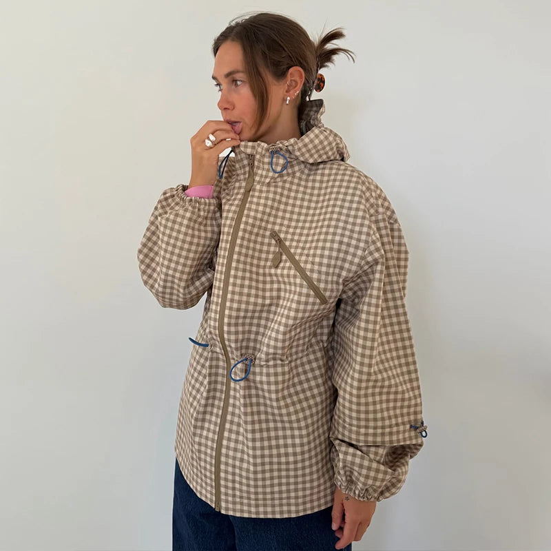 Women's Oversized Casual Jacket with Drawstring Waist