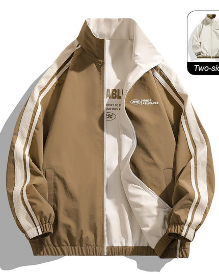 Unisex Reversible Windproof Long Sleeve Jacket - Two-Sided Design