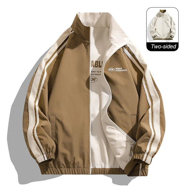 Unisex Reversible Windproof Long Sleeve Jacket - Two-Sided Design