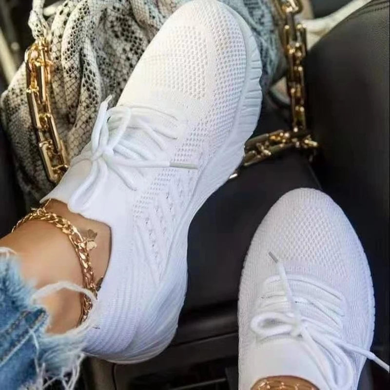 Breathable Casual Women's Sneakers with Lace-Up Design - Various Colors