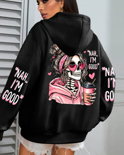 Women's "Expensive Talks Back" Printed Hoodie Sweater - Loose Fit
