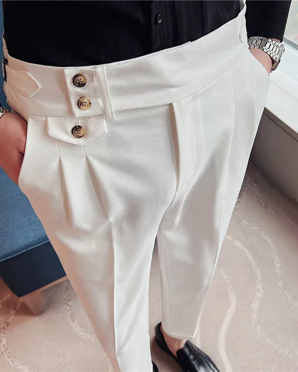 High-Quality Slim Fit Casual High-Waist Button Pants for Men