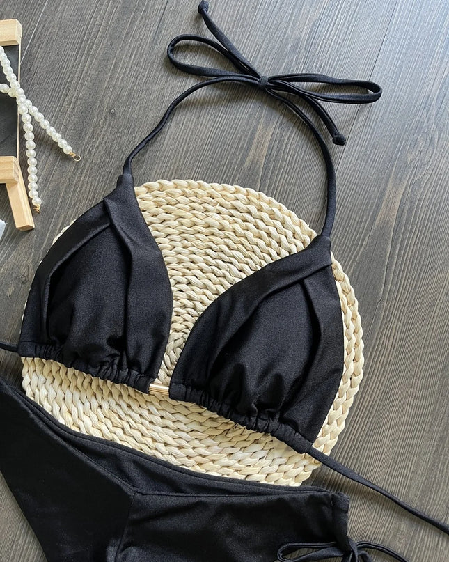 Braided Rope Bandage Bikini Set for Women - Two-Piece Triangle Swimwear