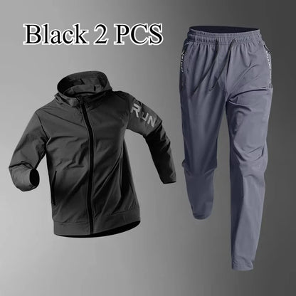 Men's Quick Dry Fitness Set: 2-Piece Jacket and Sweatpants Combo - Loose Fit