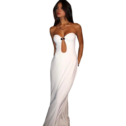 Women's Off-Shoulder Strapless Cut-Out Bodycon Maxi Dress