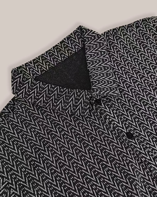 Men's Casual Short Sleeve Shirt with Loose Fit and Turn-Down Collar