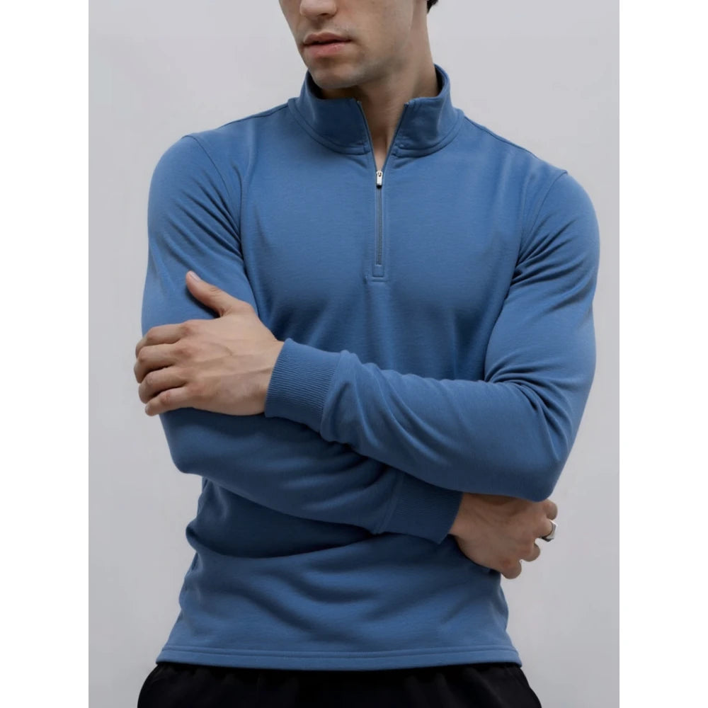 Men's Zipper Sweatshirt with Long Sleeves - Breathable Lightweight Jacket for Men