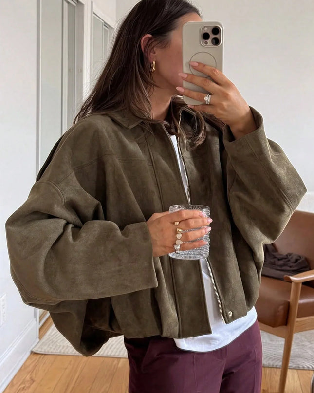 Vintage Women's Oversized Jacket - Loose Fit, Soft & Stylish Outerwear for Women