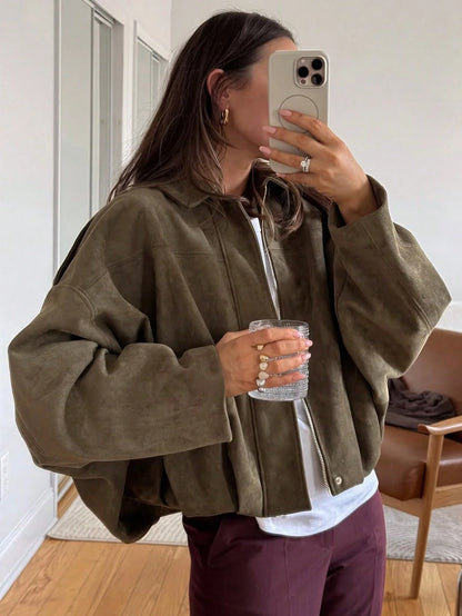 Vintage Women's Oversized Jacket - Loose Fit, Soft & Stylish Outerwear for Women