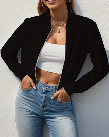 Elegant Women's Long Sleeve Zip-Up Jacket