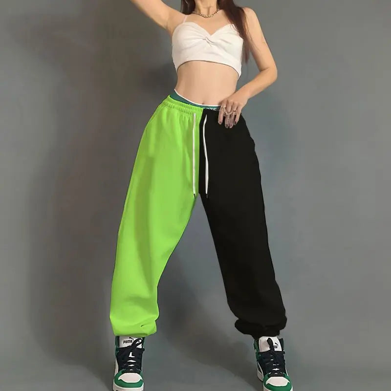 High Waist Women's Cotton Sweatpants with Letter Print
