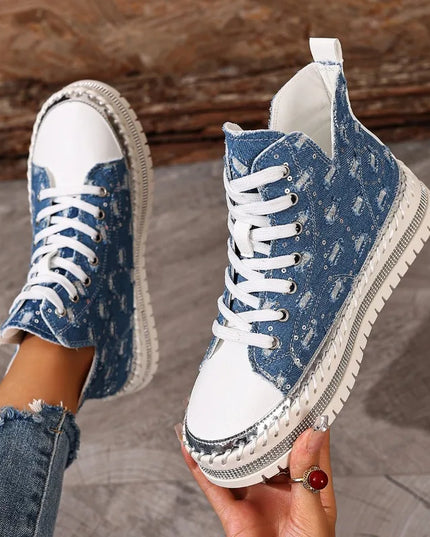 Women's Breathable High-Top Canvas Sneakers
