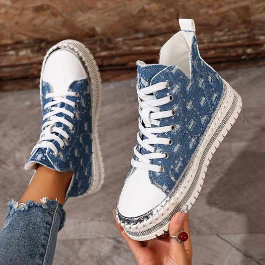 Women's Breathable High-Top Canvas Sneakers