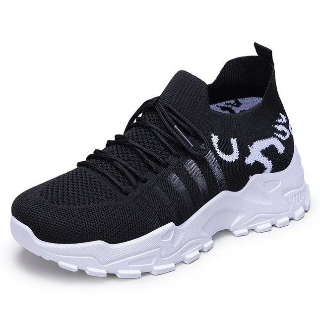 Women's Breathable Casual Lace-Up Sneakers with Thick Sole