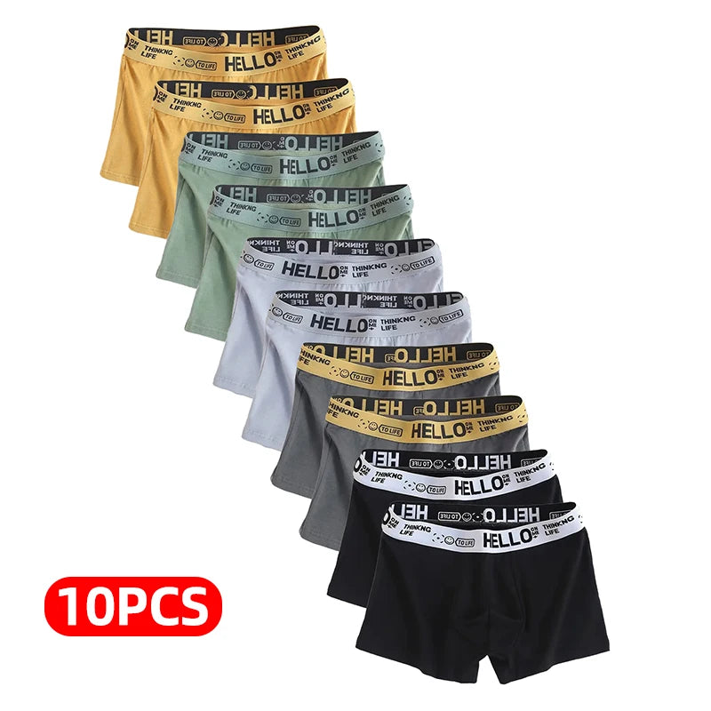 10-Pack Men's High Stretch Boxer Shorts - Breathable and Soft Underwear