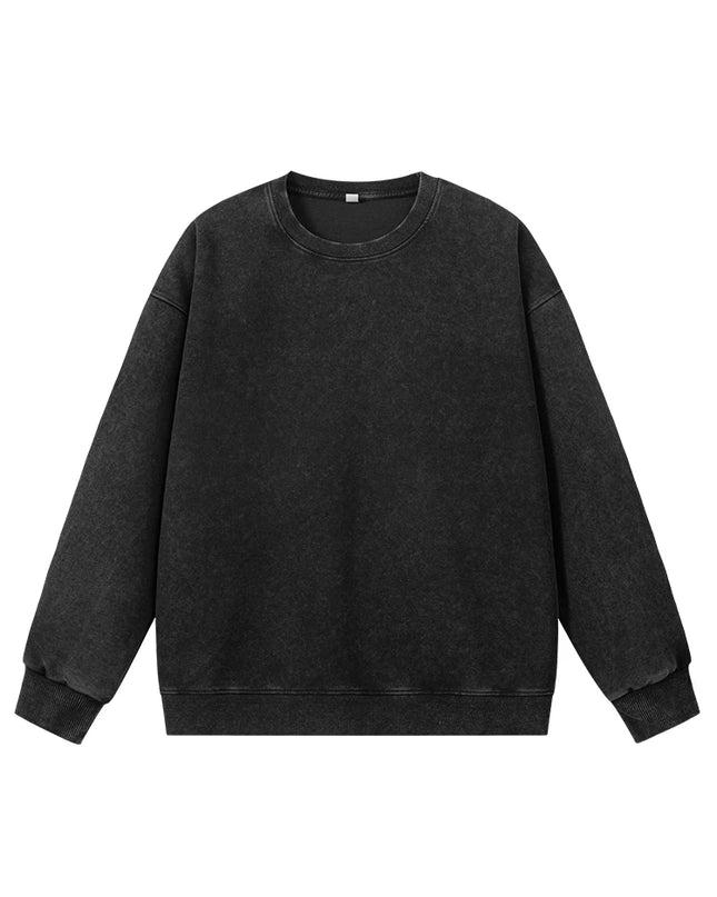Men's Washed Faded O-Neck Knit Sweater - Oversized Fit