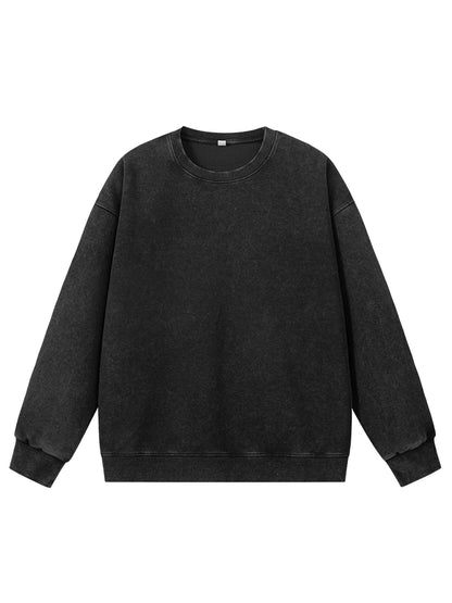 Men's Washed Faded O-Neck Knit Sweater - Oversized Fit