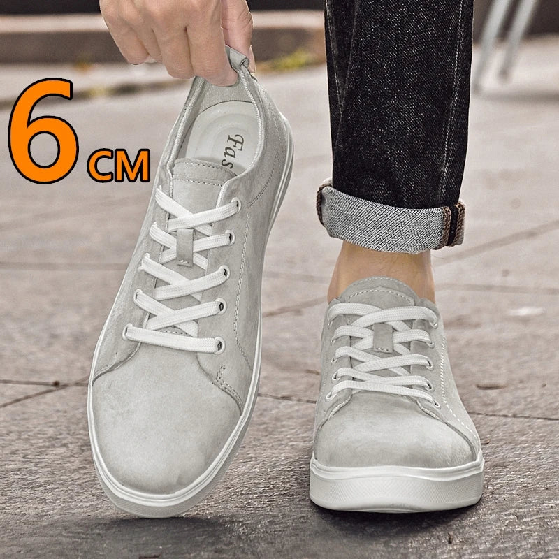 Men's Faux Suede Casual Elevator Sneakers with 6cm Hidden Heel