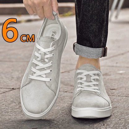 Men's Faux Suede Casual Elevator Sneakers with 6cm Hidden Heel