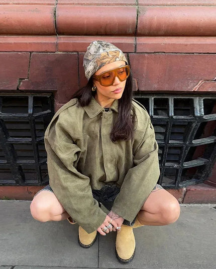 Vintage Women's Oversized Jacket - Loose Fit, Soft & Stylish Outerwear for Women