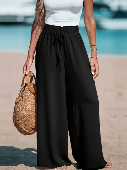 Women's Wide Leg Loose Fit Drawstring Casual Pants