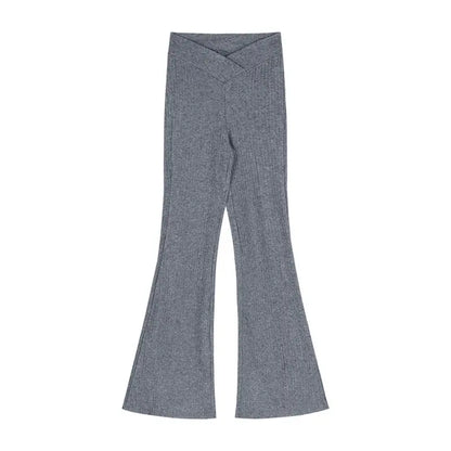 Women's Knitted High-Waist Wide-Leg Flare Pants