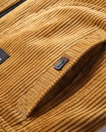 Men's Warm Corduroy Thermal Windbreaker Jacket with Faux Fur Collar