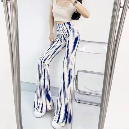 Women's Slim High Waist Striped Flare Pants