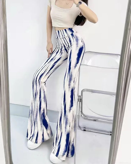 Women's Slim High Waist Striped Flare Pants