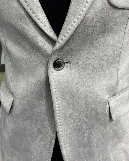 Men's Casual Slim Fit Faux Leather Blazer - Various Colors