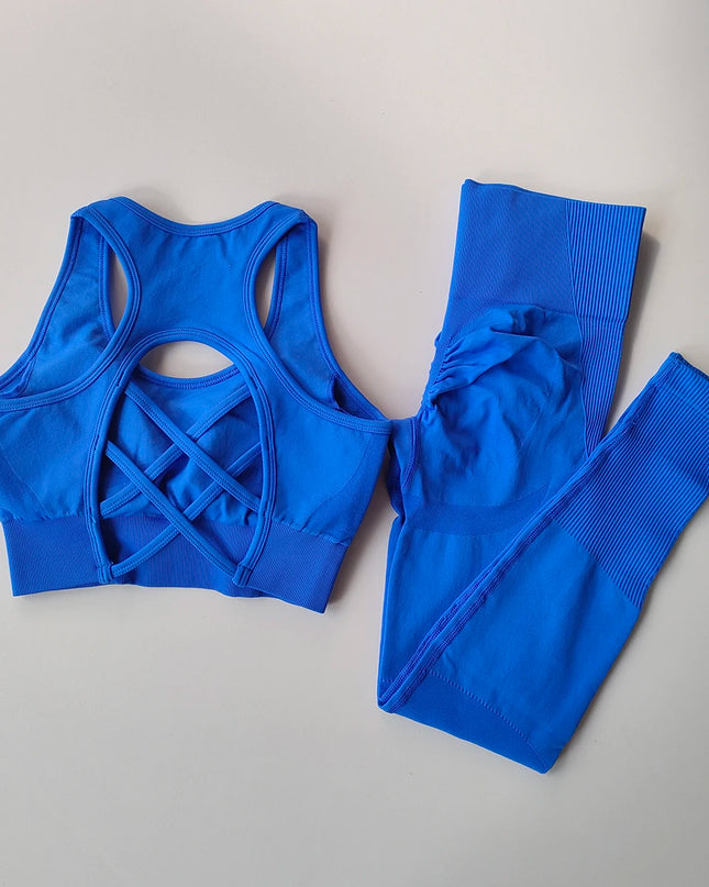 High Waist Seamless Leggings and Bra Set for Women