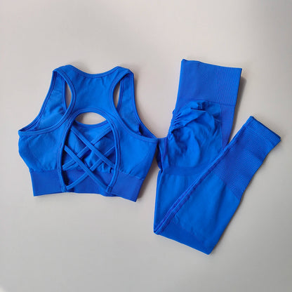 High Waist Seamless Leggings and Bra Set for Women