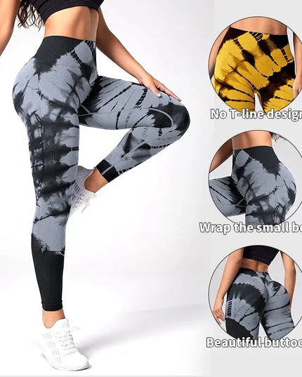 Women's High-Waist Tie-Dye Yoga Pants - Various Colors