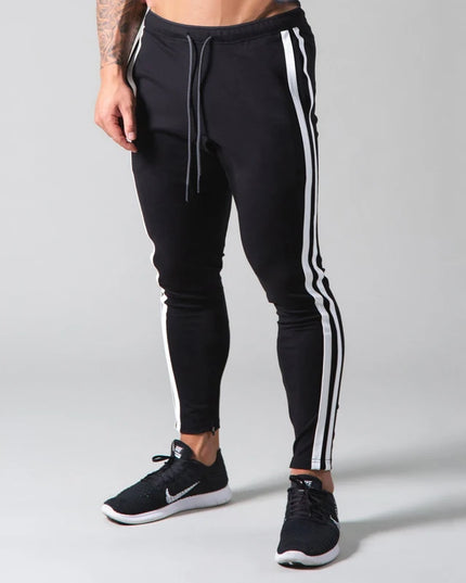 Men’s Fitness Striped Drawstring Sweatpants – Athletic Training Joggers
