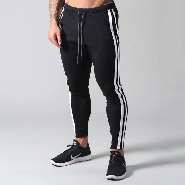 Men’s Fitness Striped Drawstring Sweatpants – Athletic Training Joggers
