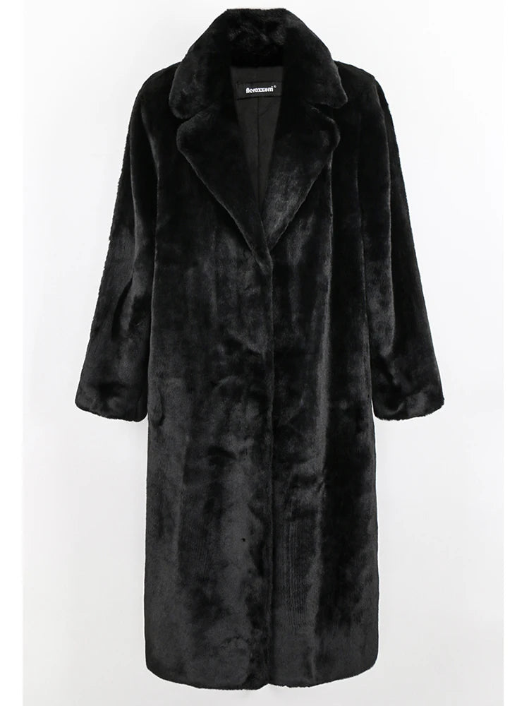 Nerazzurri Women’s Long Faux Fur Coat – Thick, Warm, Soft & Stylish Outerwear