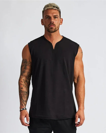 Men's V-Neck Cotton Tank Tops - Breathable & Comfortable