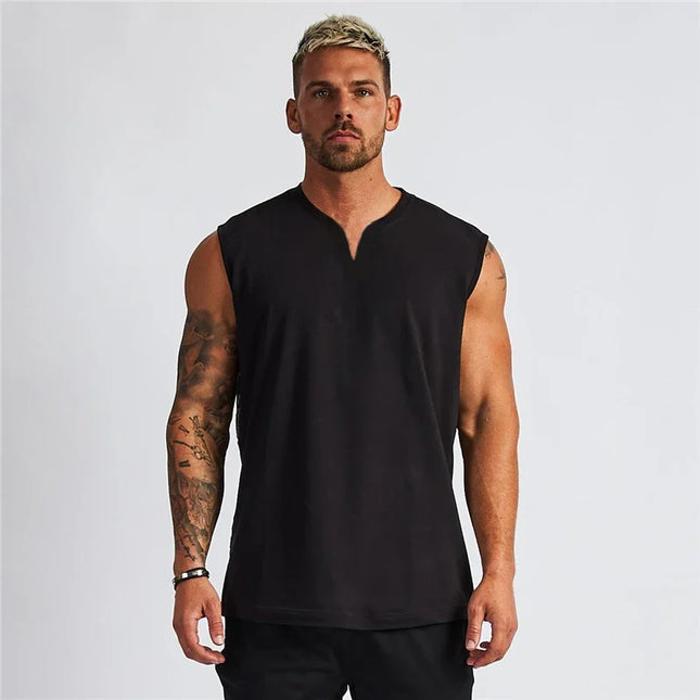 Men's V-Neck Cotton Tank Tops - Breathable & Comfortable