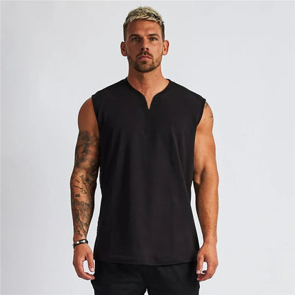 Men's V-Neck Cotton Tank Tops - Breathable & Comfortable