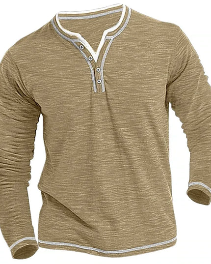 Men's Slim Fit Long Sleeve V-Neck Henley