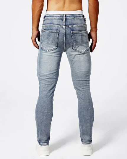 Men's Zipper Pleated Retro Denim Pants