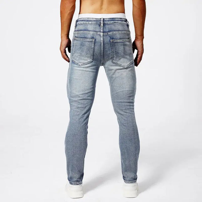 Men's Zipper Pleated Retro Denim Pants