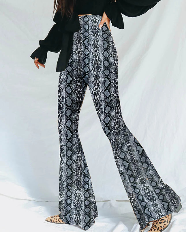 Hugcitar Women's High Waist Leopard Print Flare Pants